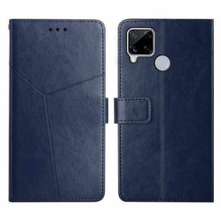 For OPPO Realme C15 / C20 Y Stitching Horizontal Flip Leather Phone Case(Blue)