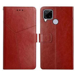 For OPPO Realme C15 / C20 Y Stitching Horizontal Flip Leather Phone Case(Brown)