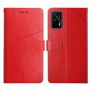 For OPPO Realme GT Y Stitching Horizontal Flip Leather Phone Case(Red)