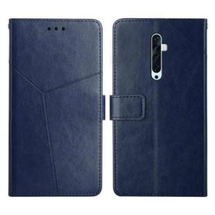 For OPPO Reno2 Z / Reno2 F Y Stitching Horizontal Flip Leather Phone Case(Blue)