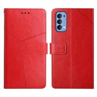 For OPPO Reno4 5G Y Stitching Horizontal Flip Leather Phone Case(Red)