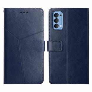 For OPPO Reno4 5G Y Stitching Horizontal Flip Leather Phone Case(Blue)