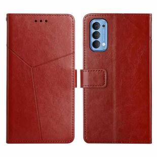 For OPPO Reno4 5G Y Stitching Horizontal Flip Leather Phone Case(Brown)