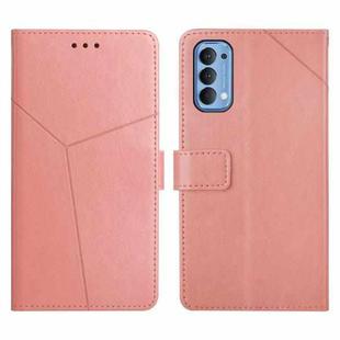 For OPPO Reno4 5G Y Stitching Horizontal Flip Leather Phone Case(Rose Gold)