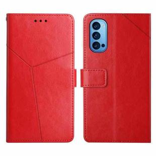 For OPPO Reno4 Pro 5G Y Stitching Horizontal Flip Leather Phone Case(Red)