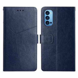 For OPPO Reno4 Pro 5G Y Stitching Horizontal Flip Leather Phone Case(Blue)