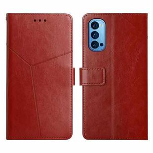 For OPPO Reno4 Pro 5G Y Stitching Horizontal Flip Leather Phone Case(Brown)