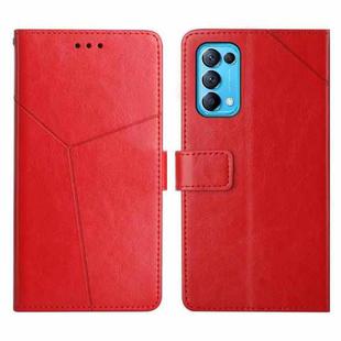 For OPPO Reno5 4G Y Stitching Horizontal Flip Leather Phone Case(Red)