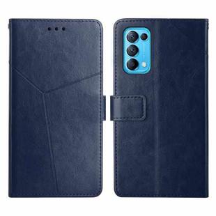 For OPPO Reno5 4G Y Stitching Horizontal Flip Leather Phone Case(Blue)