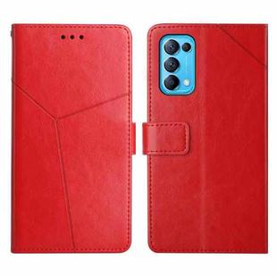 For OPPO Reno5 5G Y Stitching Horizontal Flip Leather Phone Case(Red)