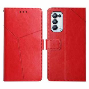 For OPPO Reno5 Pro 5G Y Stitching Horizontal Flip Leather Phone Case(Red)