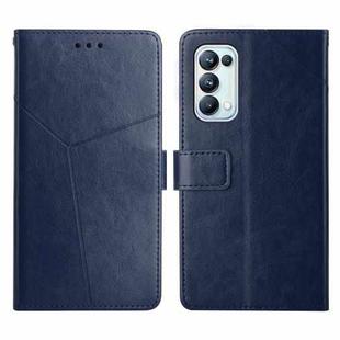 For OPPO Reno5 Pro 5G Y Stitching Horizontal Flip Leather Phone Case(Blue)