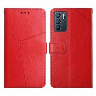 For OPPO Reno6 5G Y Stitching Horizontal Flip Leather Phone Case(Red)