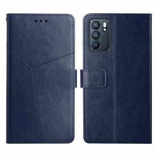 For OPPO Reno6 5G Y Stitching Horizontal Flip Leather Phone Case(Blue)