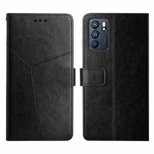 For OPPO Reno6 5G Y Stitching Horizontal Flip Leather Phone Case(Black)