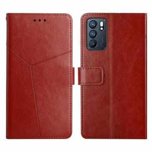 For OPPO Reno6 5G Y Stitching Horizontal Flip Leather Phone Case(Brown)