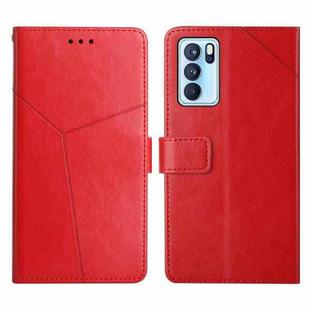 For OPPO Reno6 Pro 5G Y Stitching Horizontal Flip Leather Phone Case(Red)