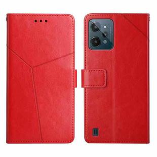 For OPPO Realme C31 Y Stitching Horizontal Flip Leather Phone Case(Red)