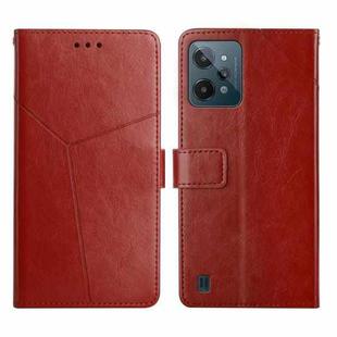 For OPPO Realme C31 Y Stitching Horizontal Flip Leather Phone Case(Brown)