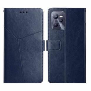 For OPPO Realme C35 Y Stitching Horizontal Flip Leather Phone Case(Blue)