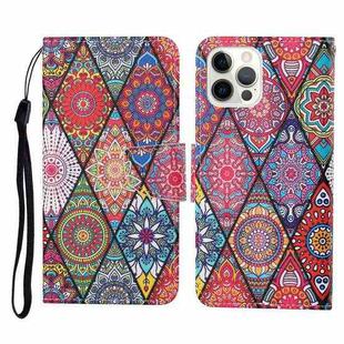 For iPhone 13 Pro Max Colored Drawing Pattern Horizontal Flip Leather Phone Case (Rhombus Totem)