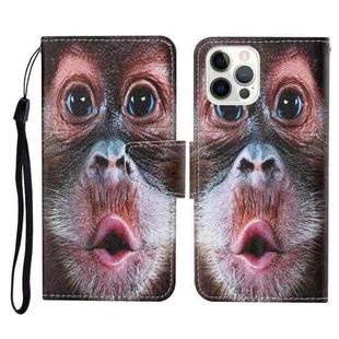 For iPhone 13 Pro Max Colored Drawing Pattern Horizontal Flip Leather Phone Case (Orangutan)