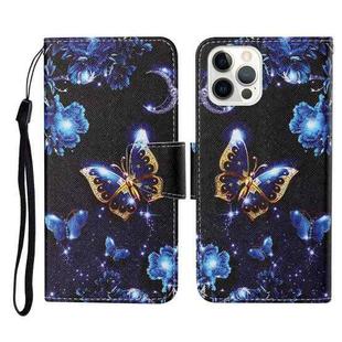 For iPhone 13 Pro Max Colored Drawing Pattern Horizontal Flip Leather Phone Case (Moon Butterfly)