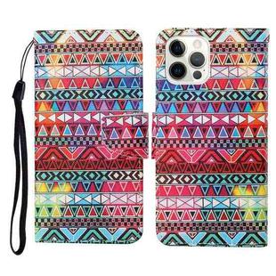 For iPhone 13 Pro Colored Drawing Pattern Horizontal Flip Leather Phone Case (Tribal Ethnic Style)