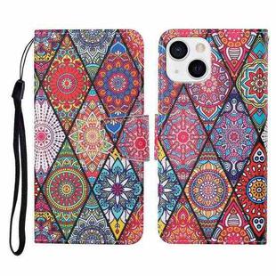For iPhone 13 Colored Drawing Pattern Horizontal Flip Leather Phone Case(Rhombus Totem)