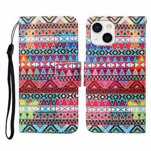 For iPhone 13 Colored Drawing Pattern Horizontal Flip Leather Phone Case(Tribal Ethnic Style)