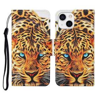 For iPhone 13 Colored Drawing Pattern Horizontal Flip Leather Phone Case(Yellow Leopard)