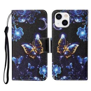 For iPhone 13 mini Colored Drawing Pattern Horizontal Flip Leather Phone Case (Moon Butterfly)