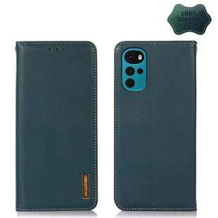 For Motorola Moto G22 KHAZNEH Nappa Top Layer Cowhide Leather Phone Case(Green)