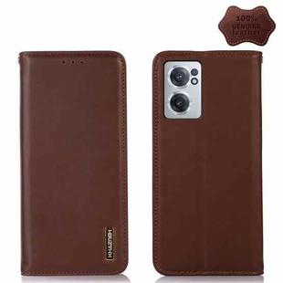 For OnePlus Nord CE 2 5G KHAZNEH Nappa Top Layer Cowhide Leather Phone Case(Brown)