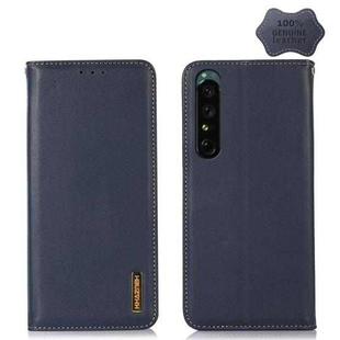 For Sony Xperia 1 IV KHAZNEH Nappa Top Layer Cowhide Leather Phone Case(Blue)
