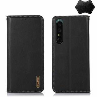 For Sony Xperia 1 IV KHAZNEH Nappa Top Layer Cowhide Leather Phone Case(Black)