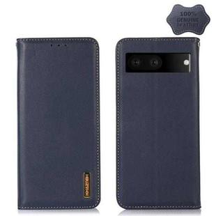 For Google Pixel 7 5G KHAZNEH Nappa Top Layer Cowhide Leather Phone Case(Blue)