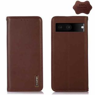 For Google Pixel 7 5G KHAZNEH Nappa Top Layer Cowhide Leather Phone Case(Brown)
