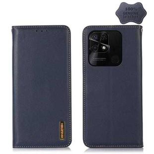 For Xiaomi Redmi 10C / 10 India KHAZNEH Nappa Top Layer Cowhide Leather Phone Case(Blue)
