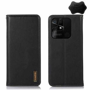 For Xiaomi Redmi 10C / 10 India KHAZNEH Nappa Top Layer Cowhide Leather Phone Case(Black)
