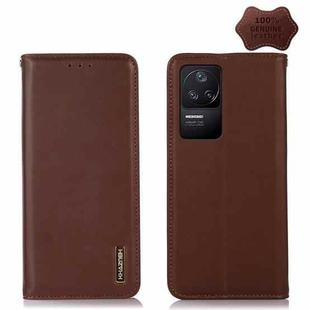 For Xiaomi Redmi K40S KHAZNEH Nappa Top Layer Cowhide Leather Phone Case(Brown)