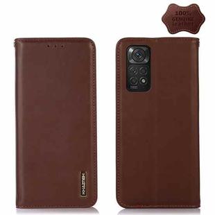 For Xiaomi Redmi Note 11 4G/11S 4G Global KHAZNEH Nappa Top Layer Cowhide Leather Phone Case(Brown)