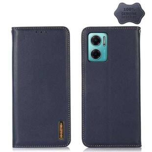 For Xiaomi Redmi Note 11E / Redmi 10 5G KHAZNEH Nappa Top Layer Cowhide Leather Phone Case(Blue)
