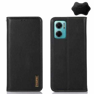 For Xiaomi Redmi Note 11E / Redmi 10 5G KHAZNEH Nappa Top Layer Cowhide Leather Phone Case(Black)