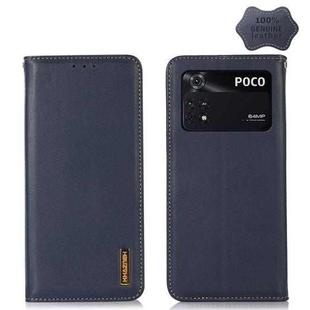 For Xiaomi Poco M4 Pro 4G KHAZNEH Nappa Top Layer Cowhide Leather Phone Case(Blue)