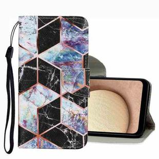 For Samsung Galaxy A02s US Version Coloured Drawing Pattern Leather Phone Case(Black Marble)