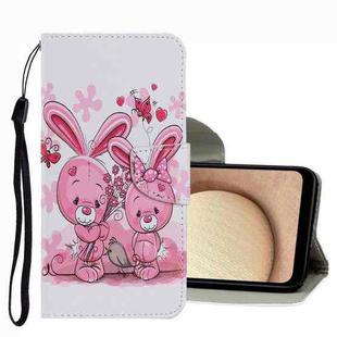 For Samsung Galaxy A03s Coloured Drawing Pattern Leather Phone Case(Cute Rabbit)