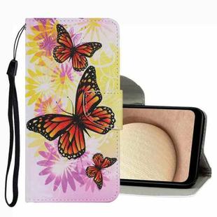 For Samsung Galaxy A03s Coloured Drawing Pattern Leather Phone Case(Chrysanthemum Butterfly)