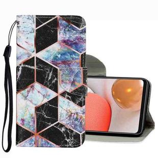 For Samsung Galaxy A42 5G Coloured Drawing Pattern Leather Phone Case(Black Marble)