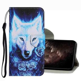 For Samsung Galaxy S22 Ultra 5G Coloured Drawing Pattern Leather Phone Case(Rose Wolf)